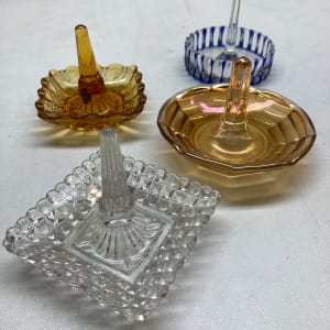 vintage carnival glass amber ring dish 