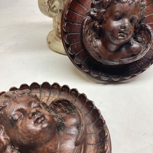Victorian carved face plaques 
