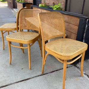 3 older bentwood caned chairs 