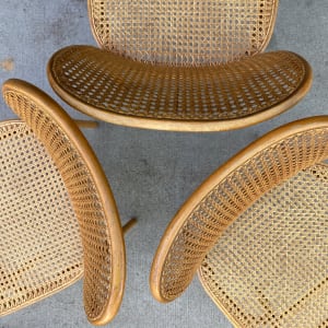 3 older bentwood caned chairs 