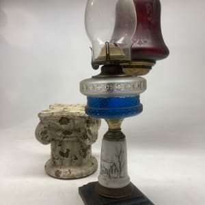 Hand painted Victorian Kerosene lamp