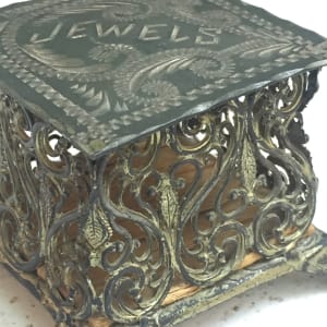 Victorian metal jewelry box 