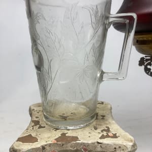 EAPG clear glass water pitcher with fruit