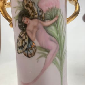 Hand painted pink Victorian vase with Fairy 