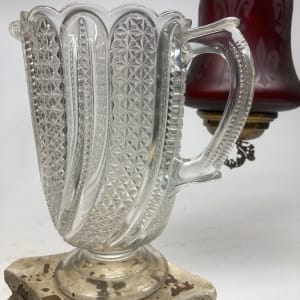 EAPG clear glass water pitcher with panels