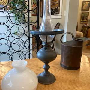 Pewter oil table lamp 