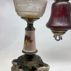 Victorian Kerosene lamp with scene