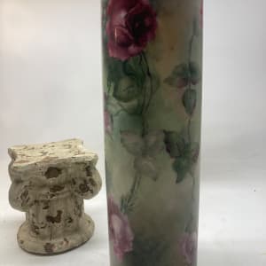 Tall hand painted victorian Floral vase 