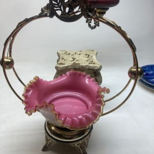 pink cased glass brides bowl basket 