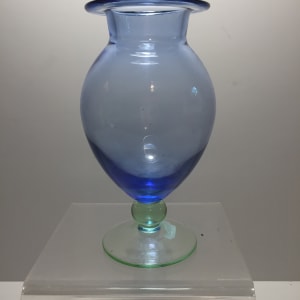 blue and green art glass vase 