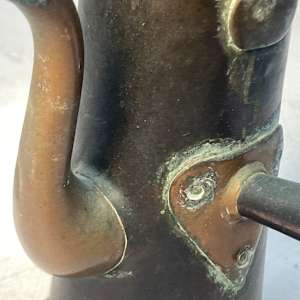 vintage copper teapot with side handle 