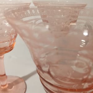set of 3 pink Cambridge champaign glasses 