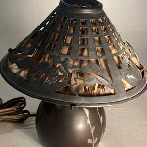 Heintz silver overlayed bronze arts n crafts lamp 