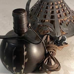 Heintz silver overlayed bronze arts n crafts lamp 