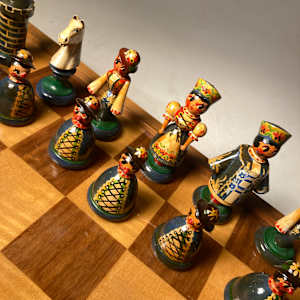 Hand decorated Swiss Chess set 