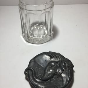turn of the century glass humidor with elephant motif pewter lid 