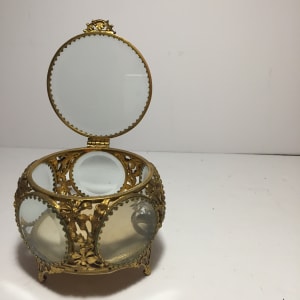 gold and glass ring casket 