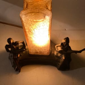 Art Deco amber crackle glass boudoir lamp 