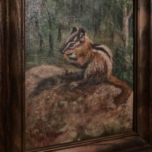 Framed original painting of chipmunk 