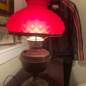 Bradley and Hubbard electrified oil lamp 