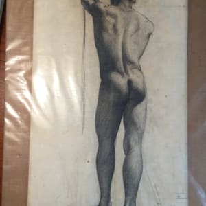 unframed signed nude drawing of male by M Davison