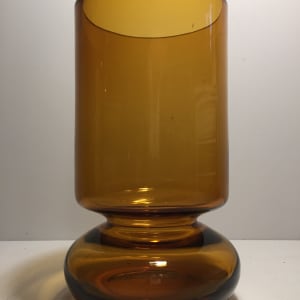 Large 1960's Amber hand blown art glass vase 