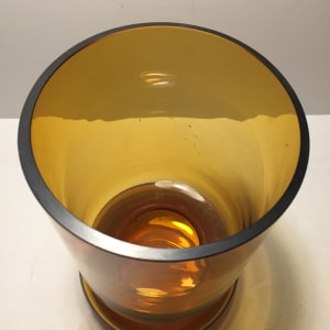 Large 1960's Amber hand blown art glass vase 