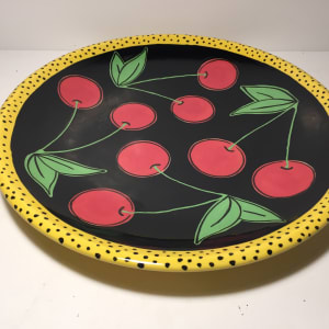 Large hand painted platter with cherries circa 1995