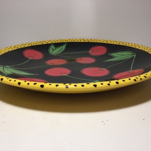 Large hand painted platter with cherries circa 1995 
