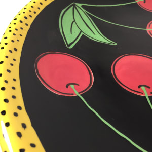 Large hand painted platter with cherries circa 1995 
