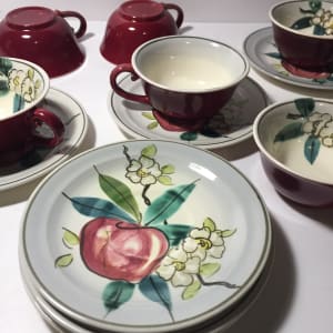 Red Wing apple motif cups and saucers 
