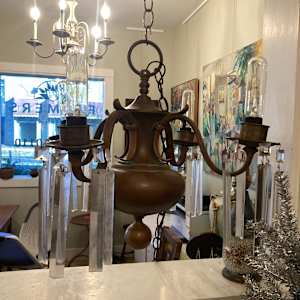 Flemish Dutch style chandelier with large crystals 