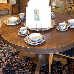 48" round oak dining room table 