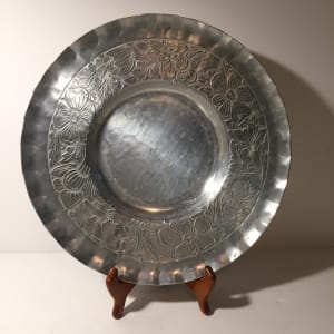 Mcm hammered aluminum tray with flowers