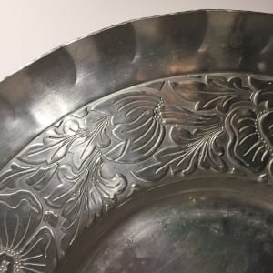 Mcm hammered aluminum tray with flowers 