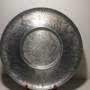 Mcm hammered aluminum platter with fruit