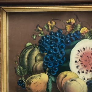 Framed turn of the century German fruit still life lithograph 