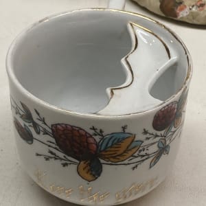 1800's porcelain hand decorated mustache cup 