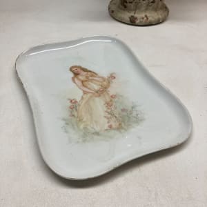 Hand painted Victorian porcelain lady plate 