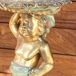 Pair of hand painted Venetian carved cherub stands 