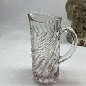 early small narrow clear pressed glass pitcher 