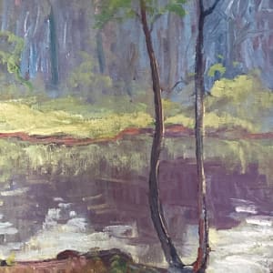 Carl G. T. Olson New Hampshire river oil on board 