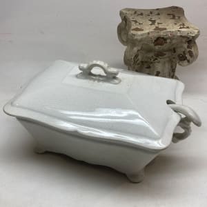 Ironstone covered casserole with ladle 