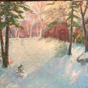 Framed oil on canvas winter time path by Carl G. T. Olson 