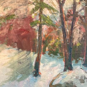 Framed oil on canvas winter time path by Carl G. T. Olson 