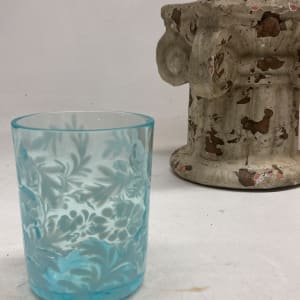 turn of the century blue cased glass tumbler 