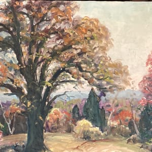 Original oil painting  on  board oak tree in glen by Carl G. T. Olson 