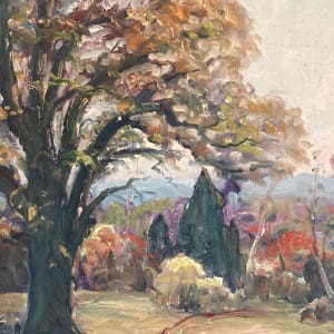 Original oil painting  on  board oak tree in glen by Carl G. T. Olson 