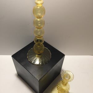 Hand blown ultra thin amber art glass vases 