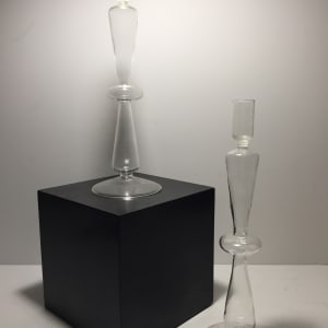 Pair of art glass clear vases 